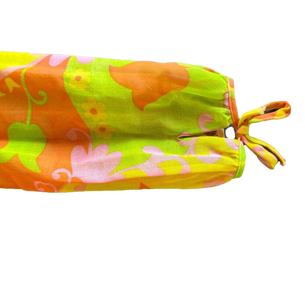 Young Edwardian 1960s Vintage Mod Floral Mini Dress Long Sleeve Tulip Print - Picture 6 of 12